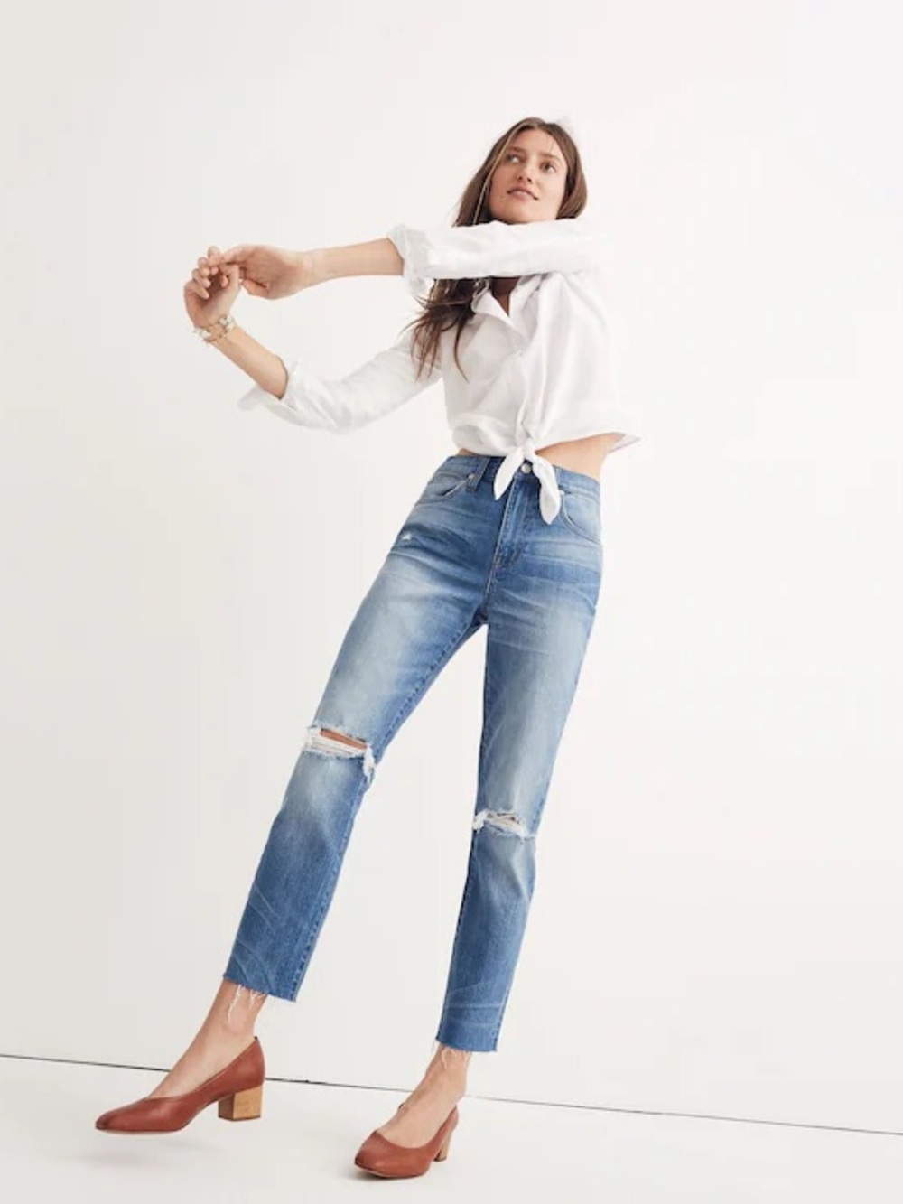 Madewell The High-Rise Slim Crop Boyjean: Knee-Rip Edition
